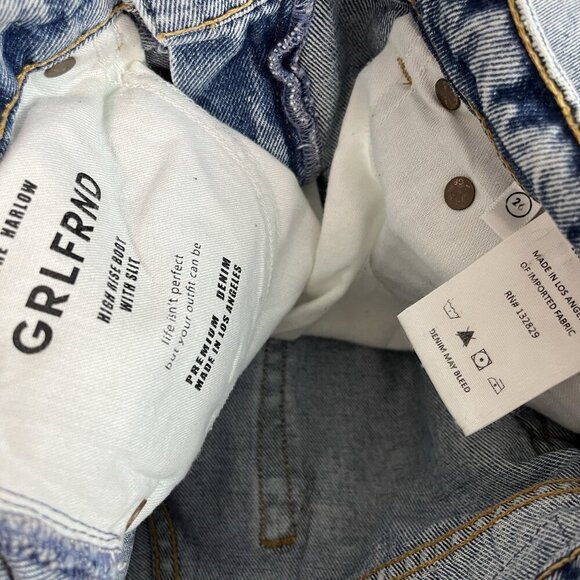 GRLFRND Harlow High Rise Boot Cut Jeans with Slit‎ Size 26 Encinitas Blue - Picture 8 of 12